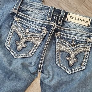 Rock Revival Very Bootcut Blue Jeans Rhinestones